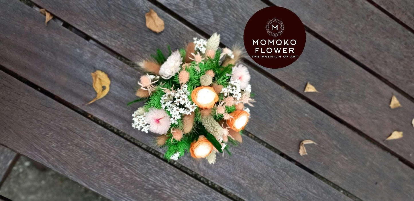 Momoko Orange Garden Rose Flower Arrangement - Momoko Flower