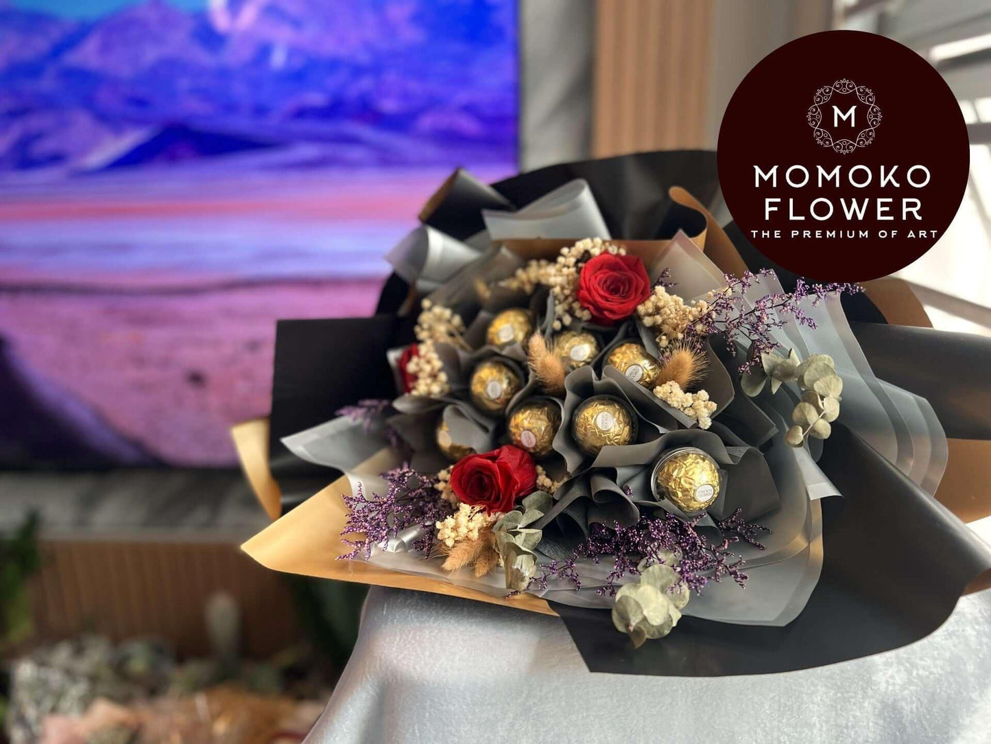 Momoko Kensington Rose and Chocolate Bouquet - Momoko Flower