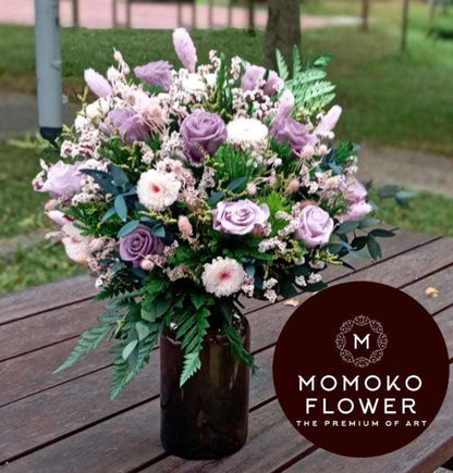 Momoko Orchid Purple Rose Flower Arrangement - Momoko Flower