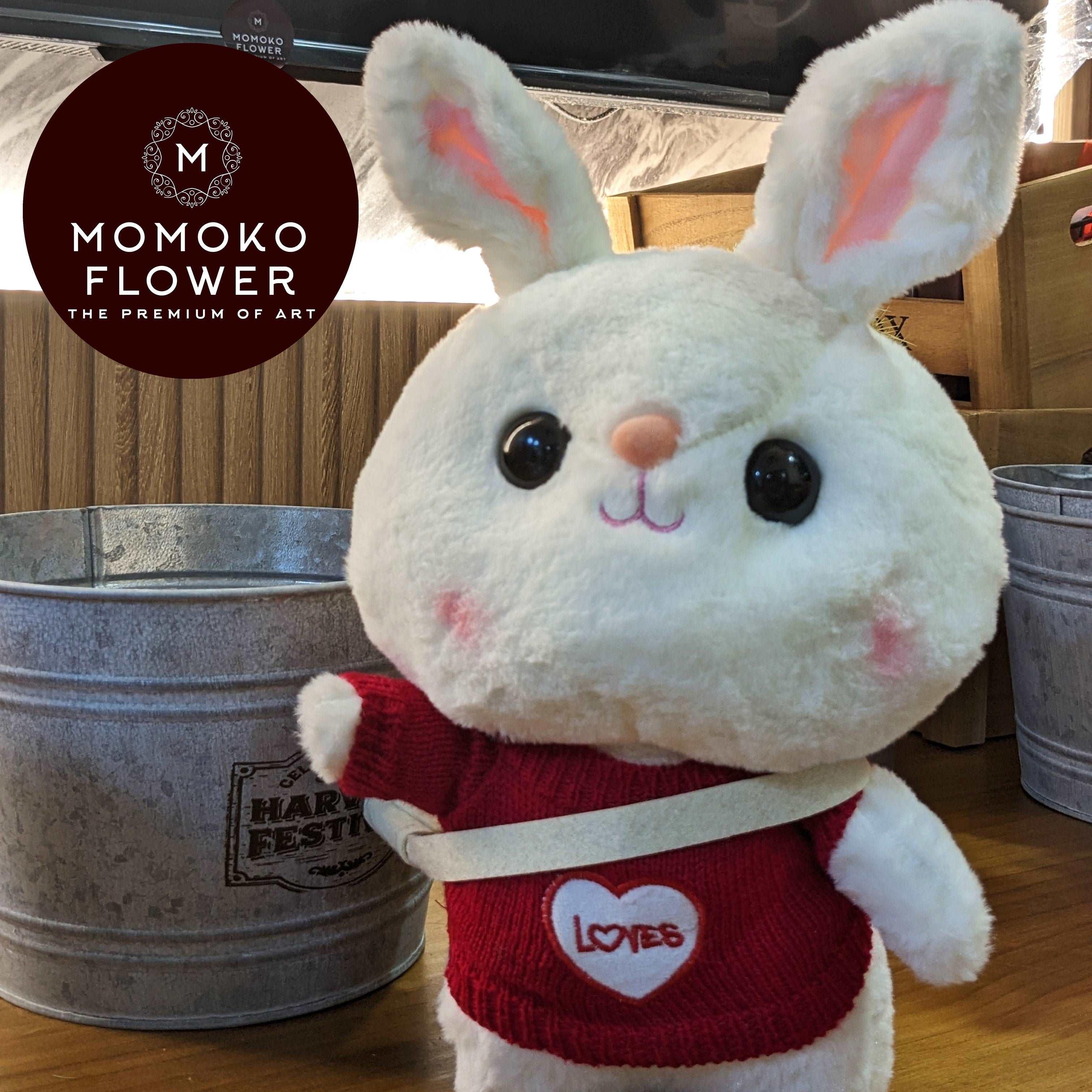 Momoko Red Heart Sweater Rabbit Momoko Flower