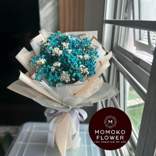 Momoko Coral Blue Baby Breath Flower Bouquet - Momoko Flower