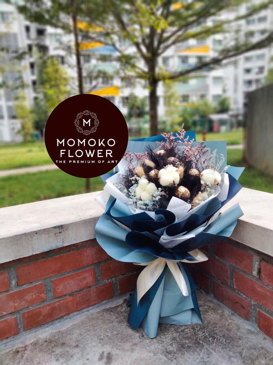 Momoko Signature Cotton Flower and Chocolate Bouquet - Momoko Flower